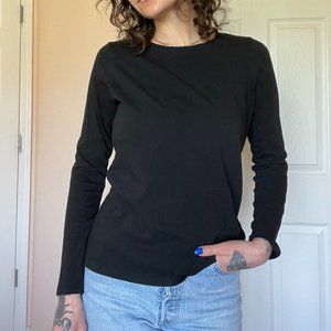 Madewell Whisper Cotton Black Long-sleeved Tee, Size M